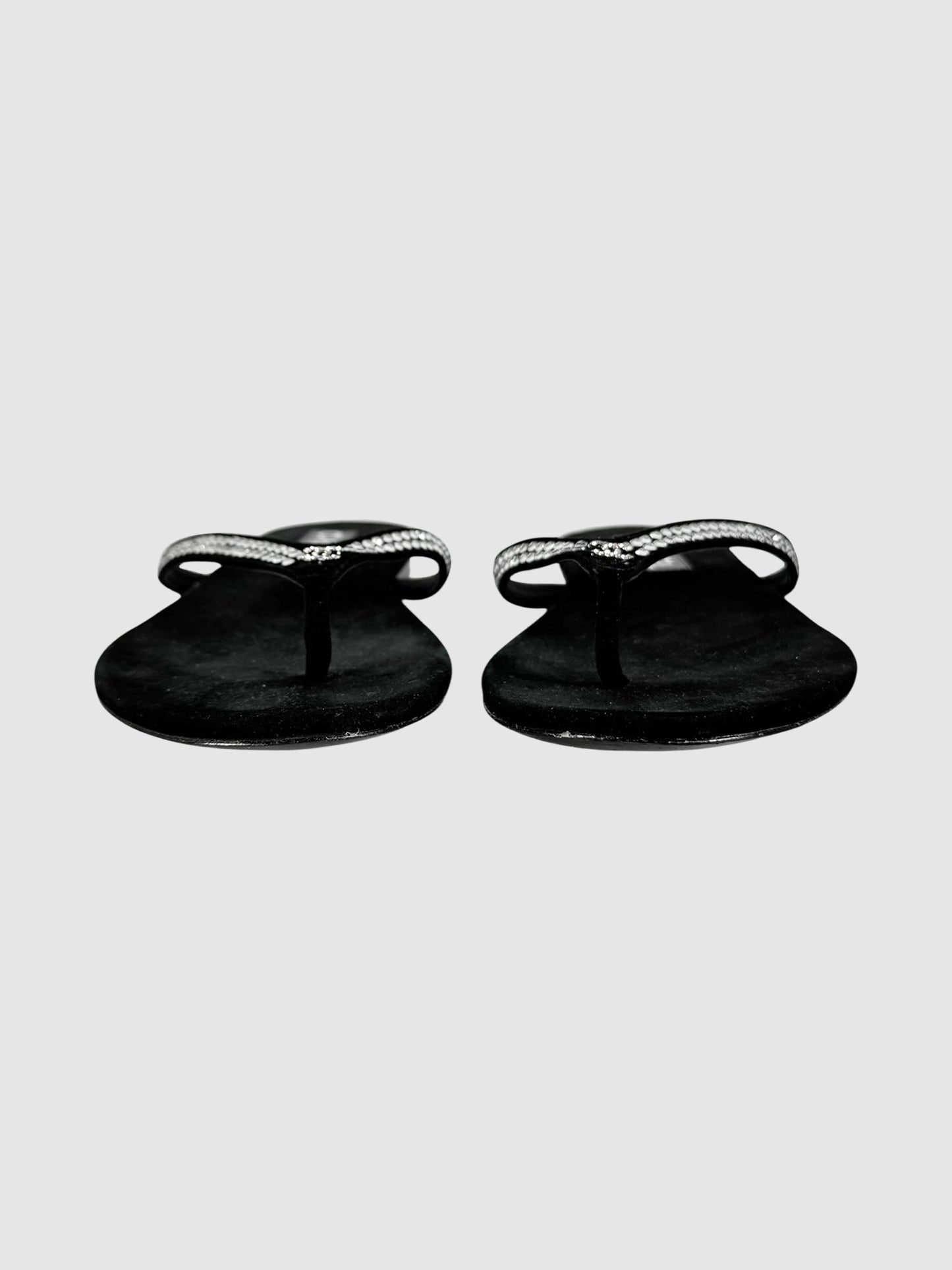 Rhinestone CC Suede Sandals