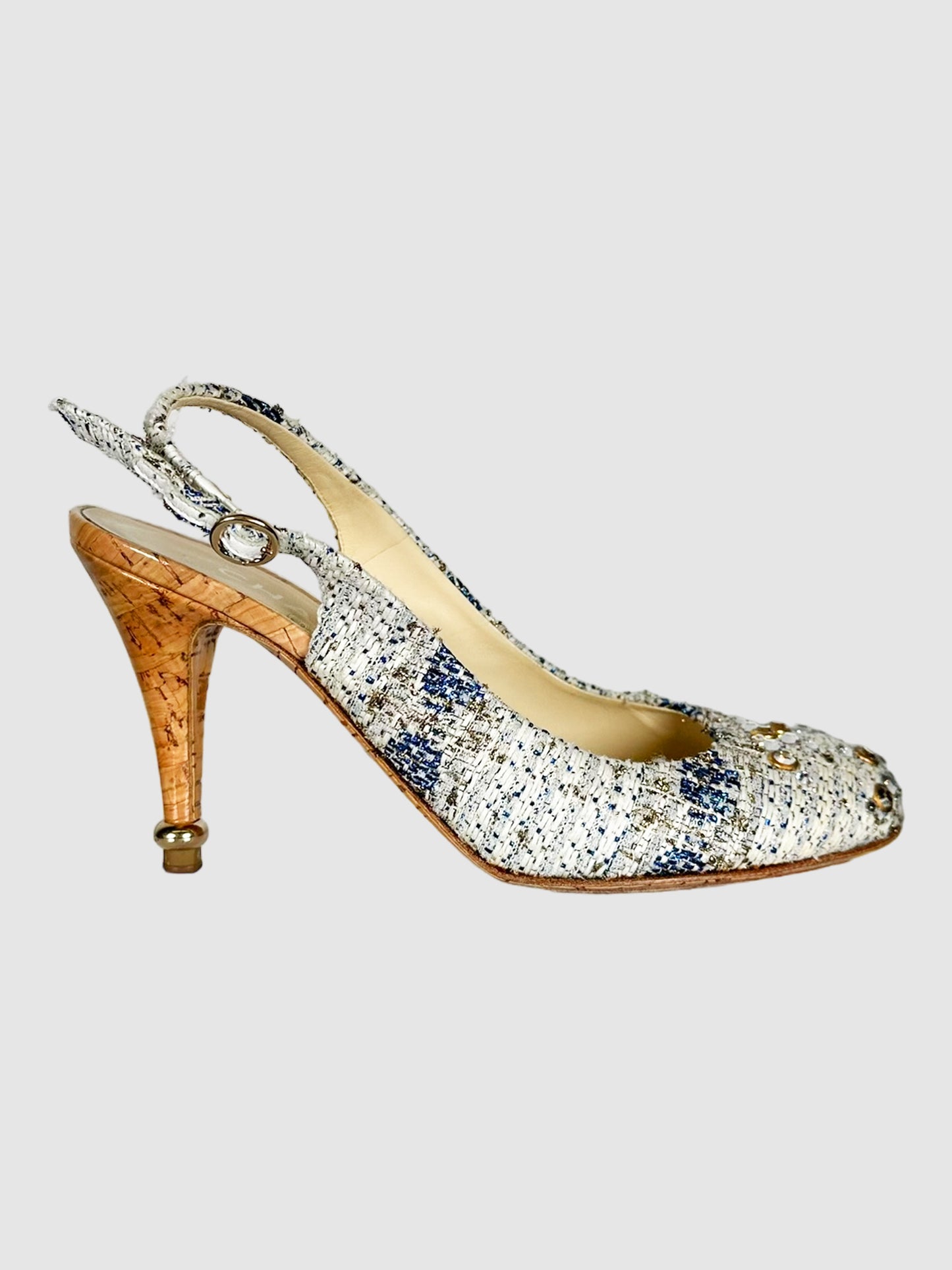 Tweed Slingback Pumps - Size 36