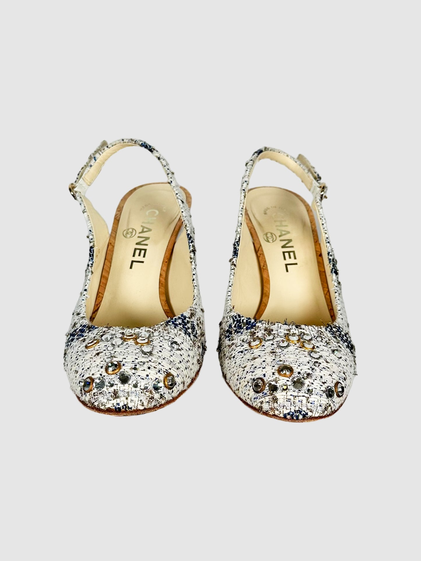 Tweed Slingback Pumps - Size 36