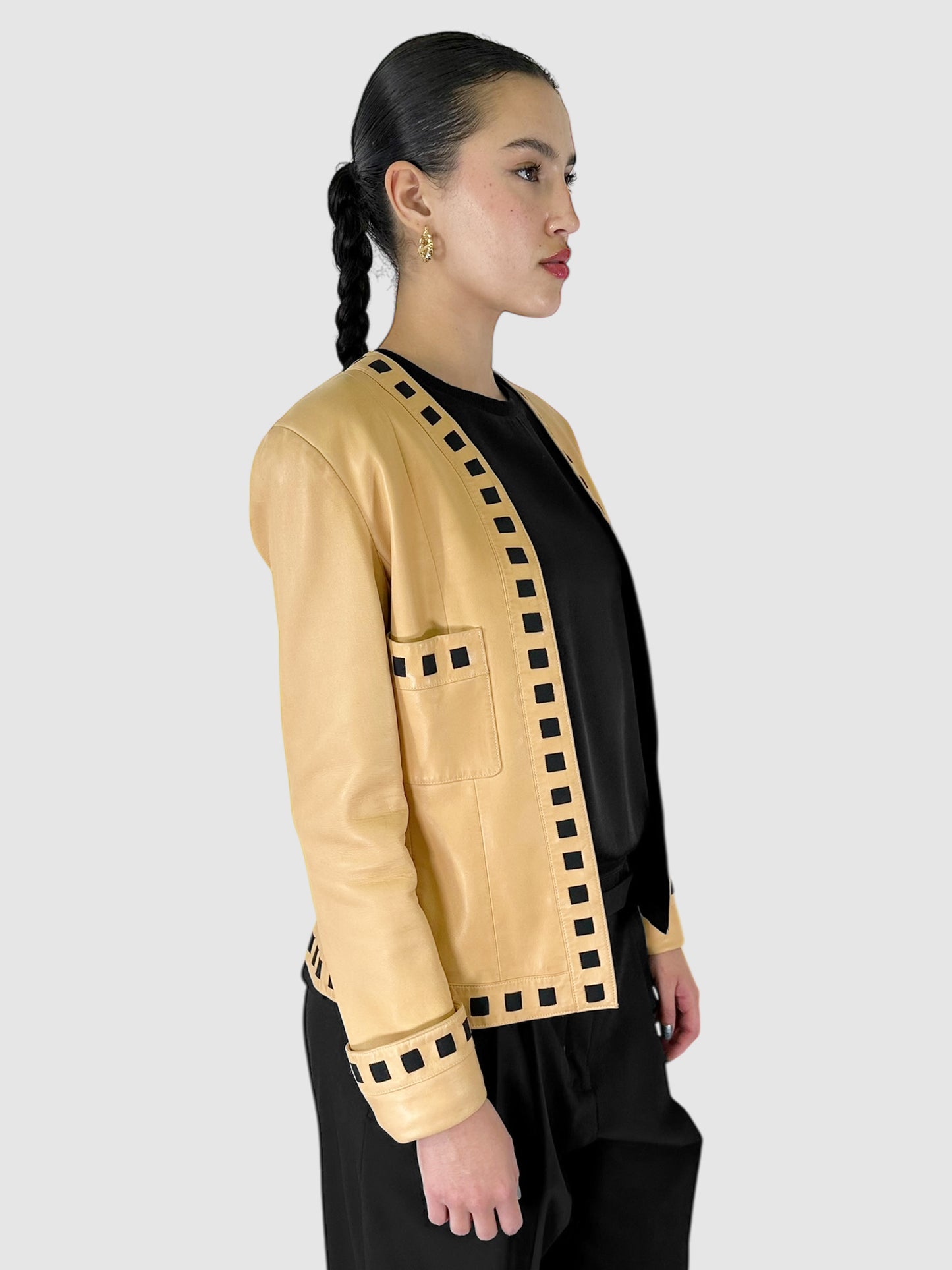 Ribbon Detail Open Front Jacket - Size 40