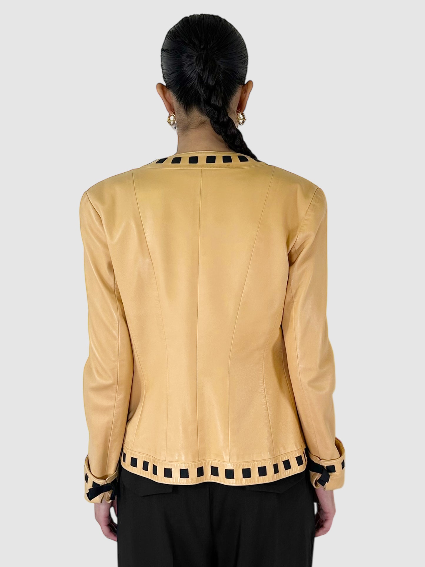 Ribbon Detail Open Front Jacket - Size 40