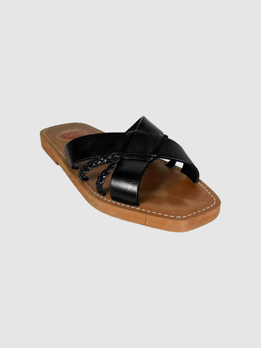 Calfskin Braided Slides - Size 38