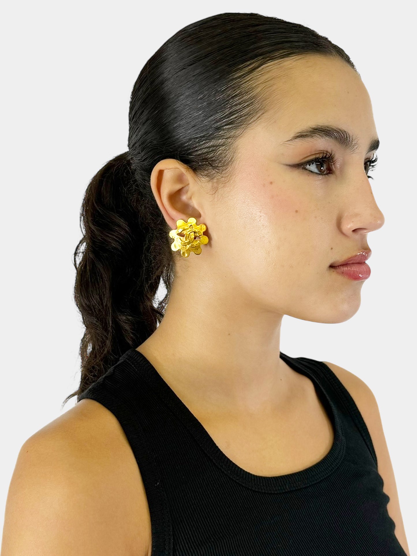 1994 CC Flower Clip-On Earrings