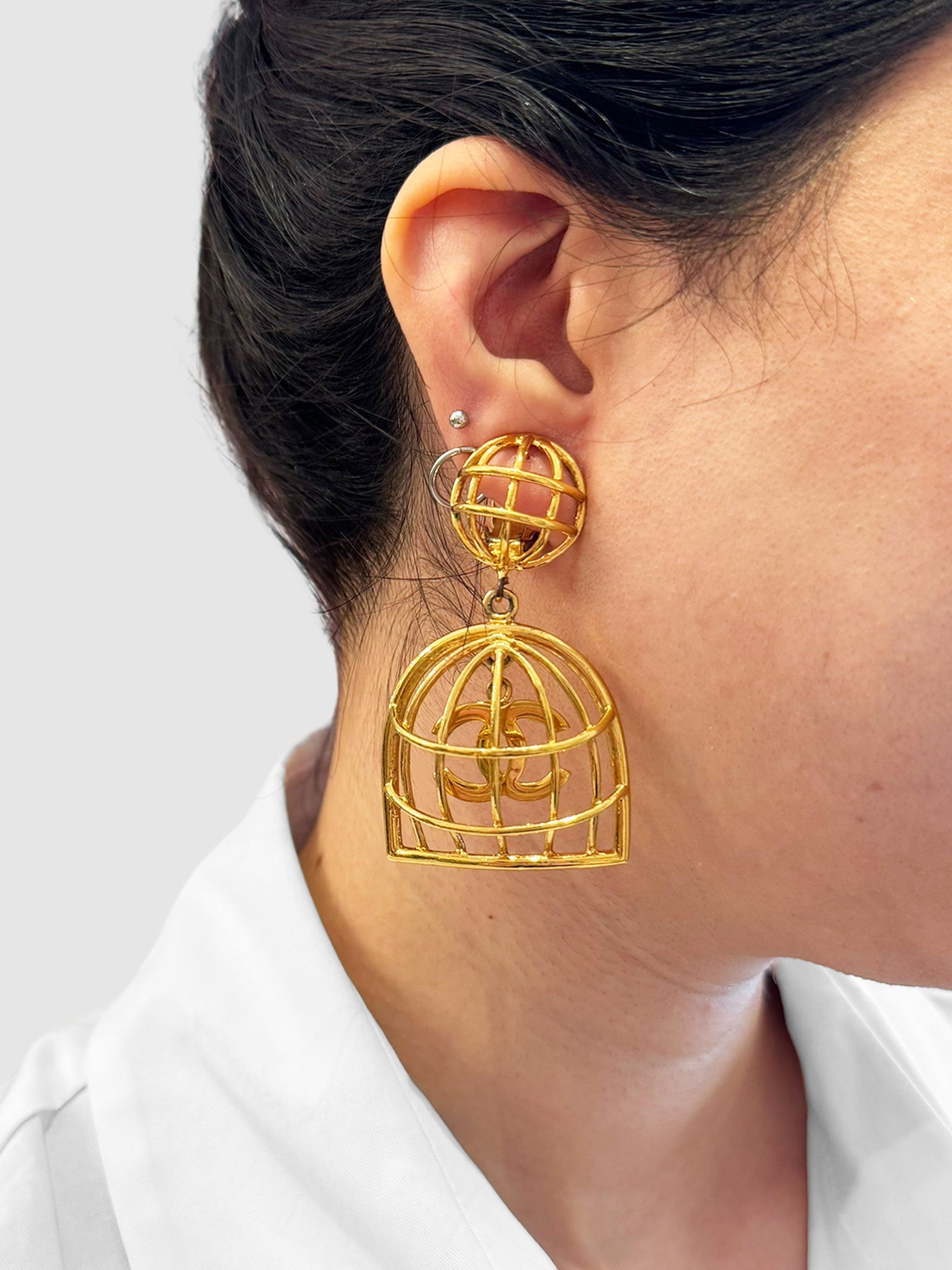 1993 Bird Cage Clip-On Earrings