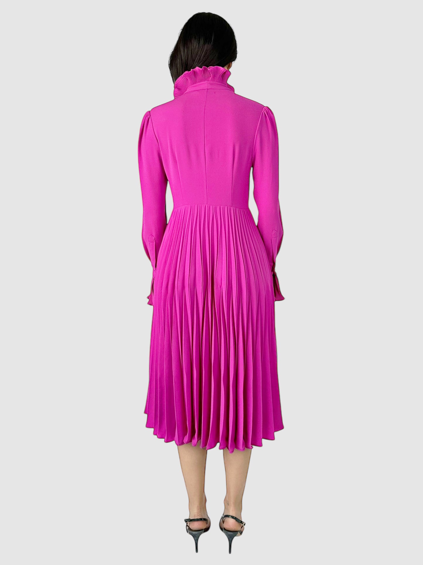 Long Sleeve Pleated Midi Dress - Size S
