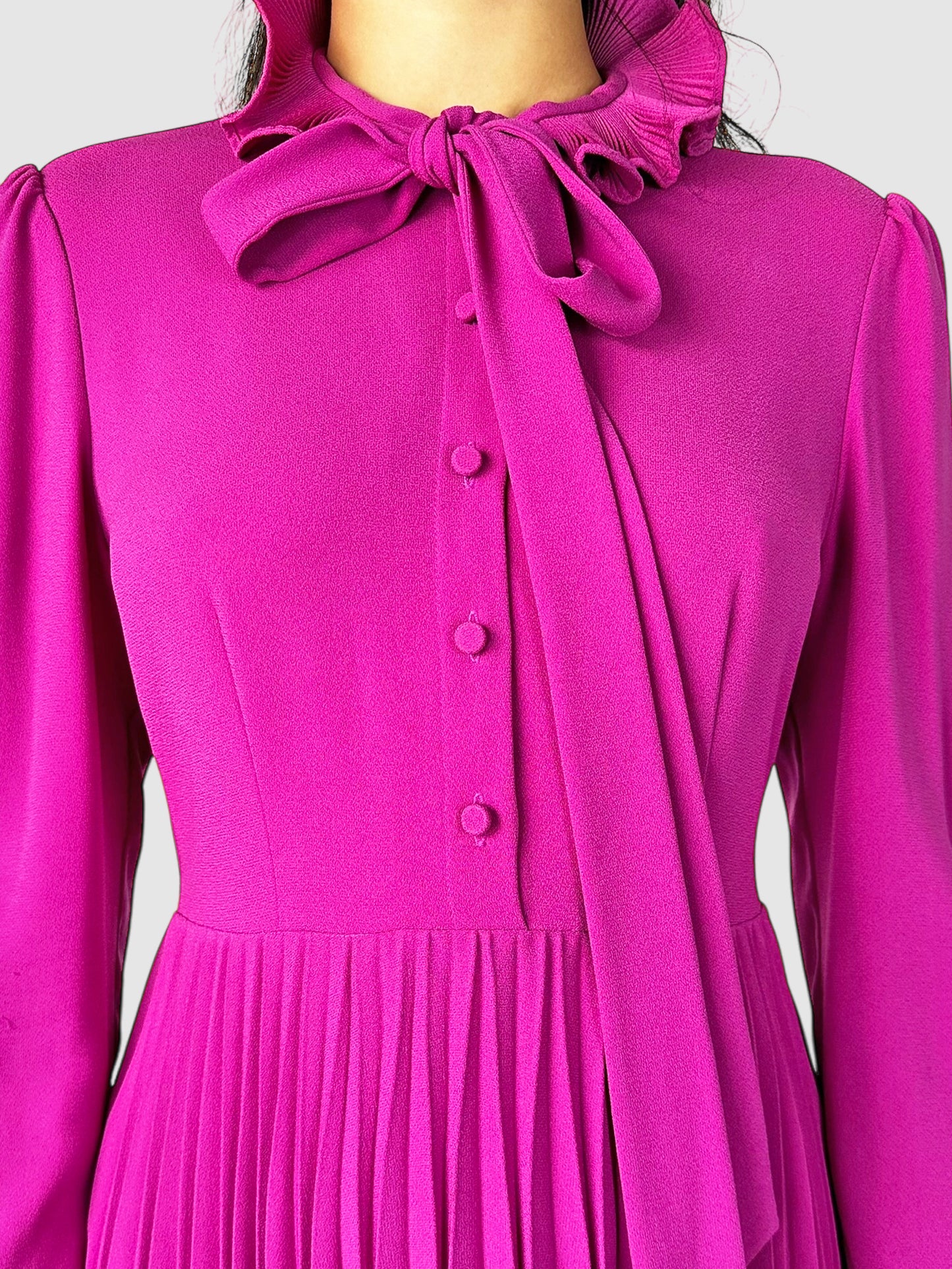 Long Sleeve Pleated Midi Dress - Size S
