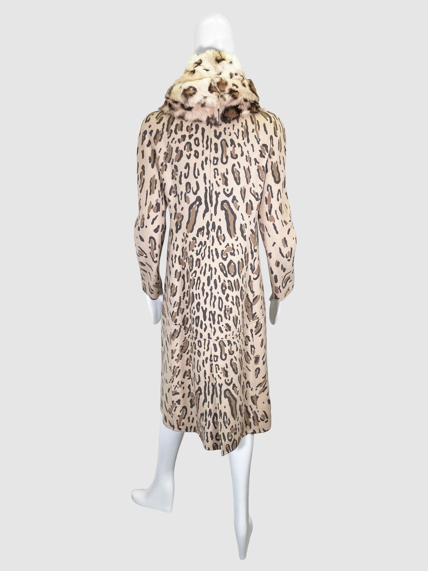 Leopard Print Long Coat - Size 8
