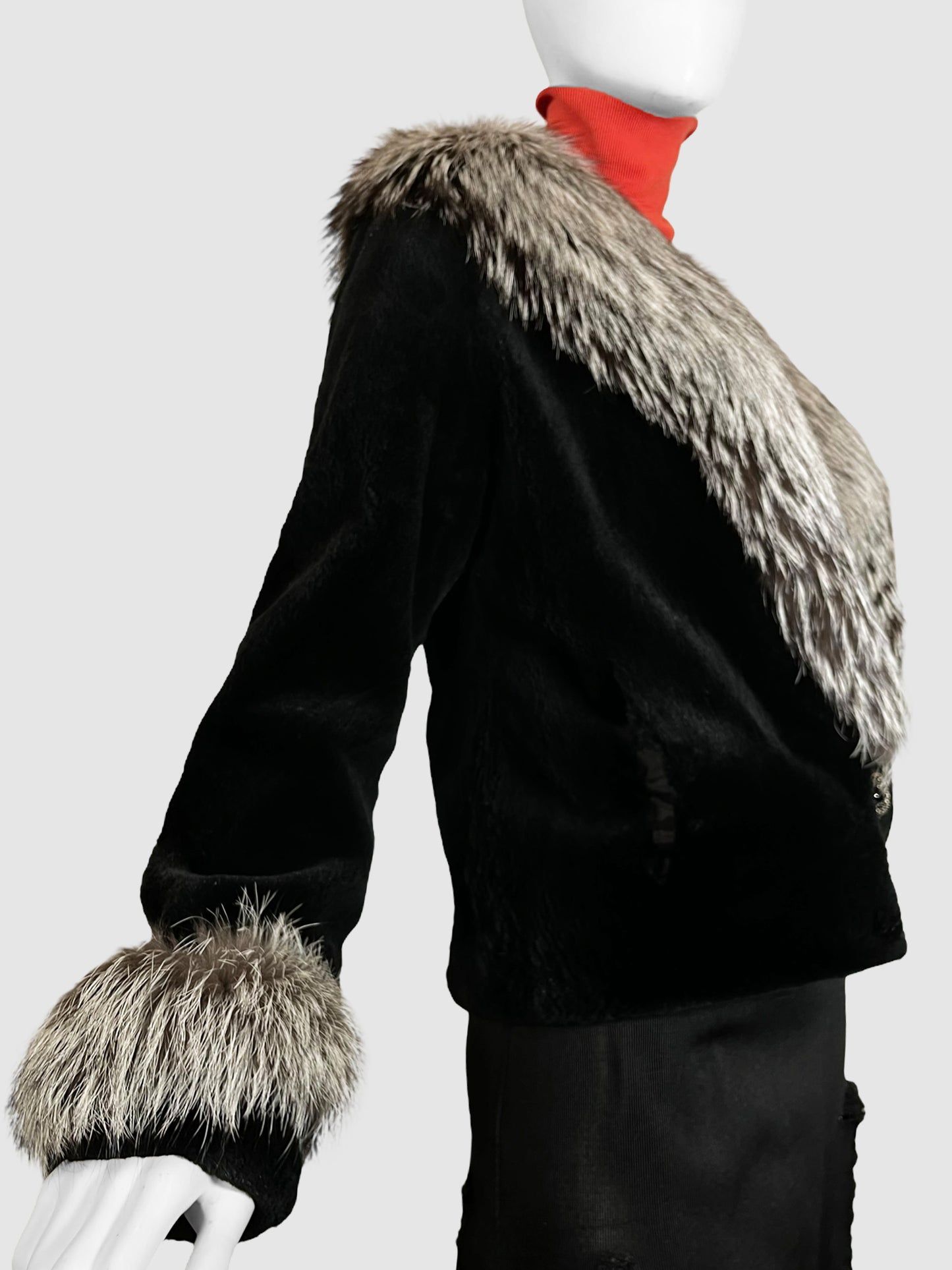 Shearling Fur Collar Coat - Size M/L