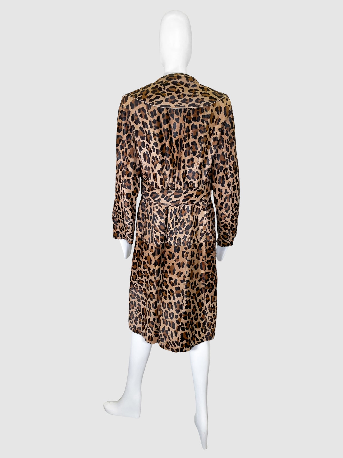 Leopard Print Single-Breasted Coat - Size M