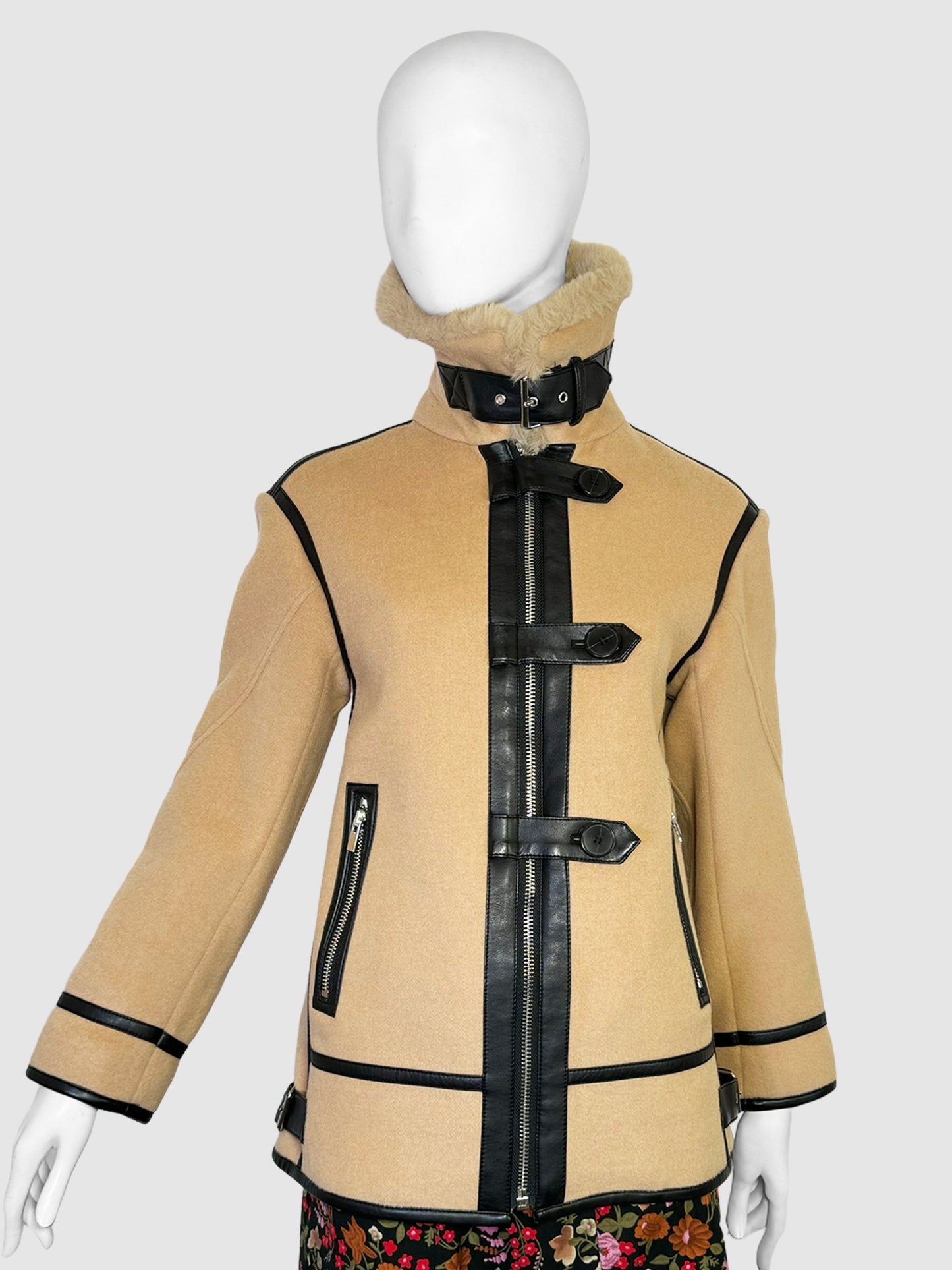 Club Monaco Wool Coat with Faux Fur Collar - Size XS