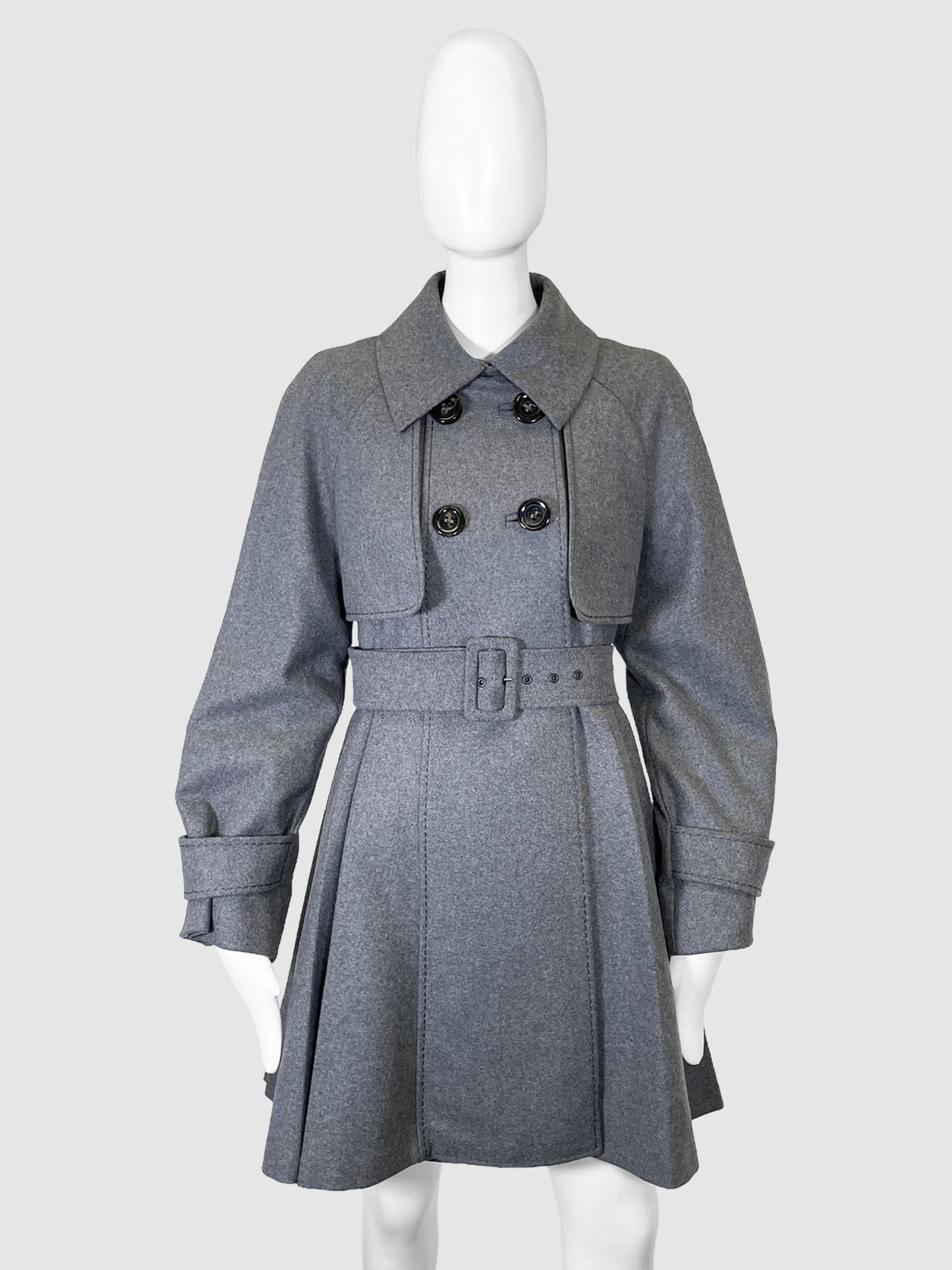 Wool Double-Breasted Mid Coat - Size 4