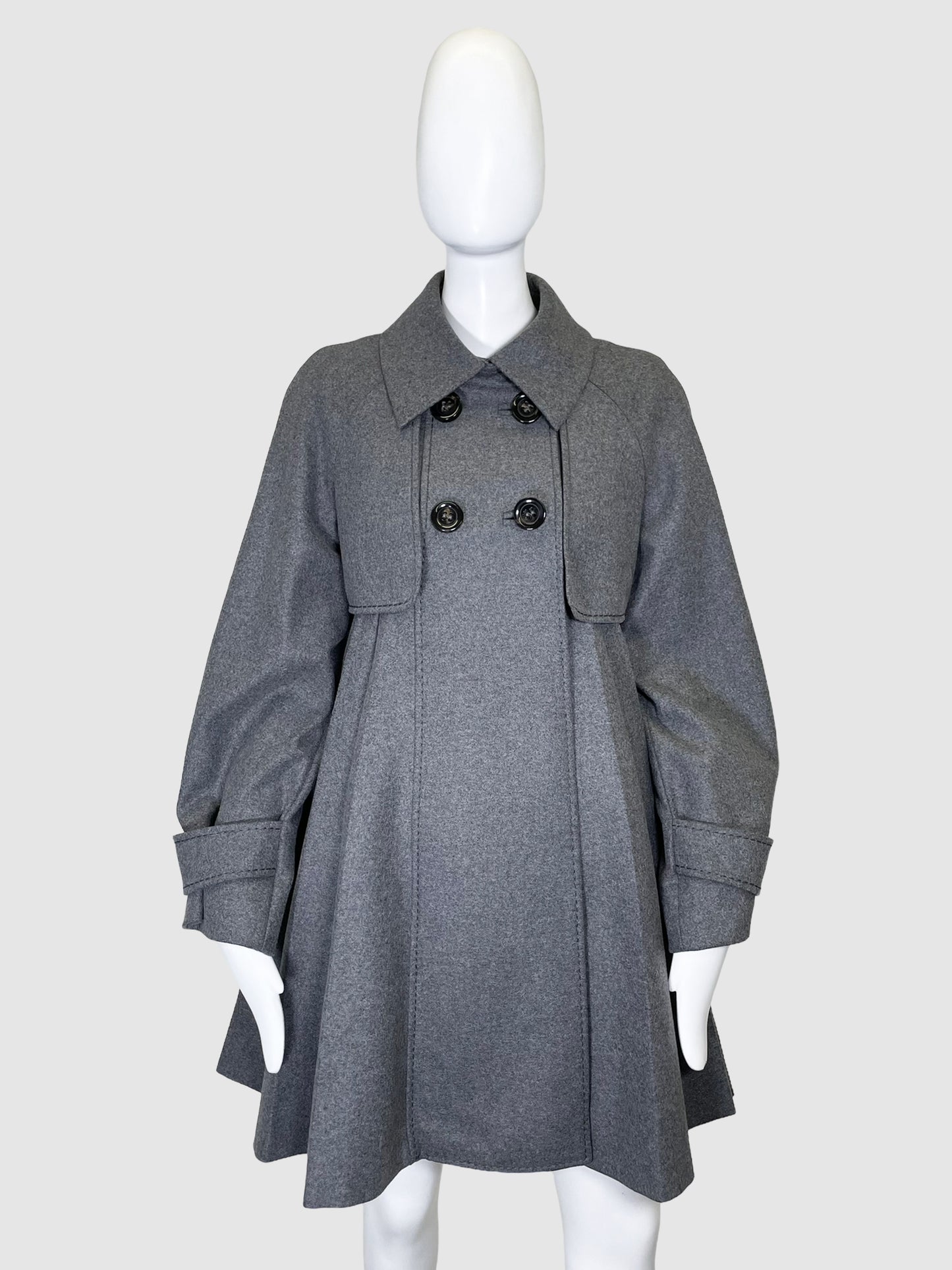 Wool Double-Breasted Mid Coat - Size 4