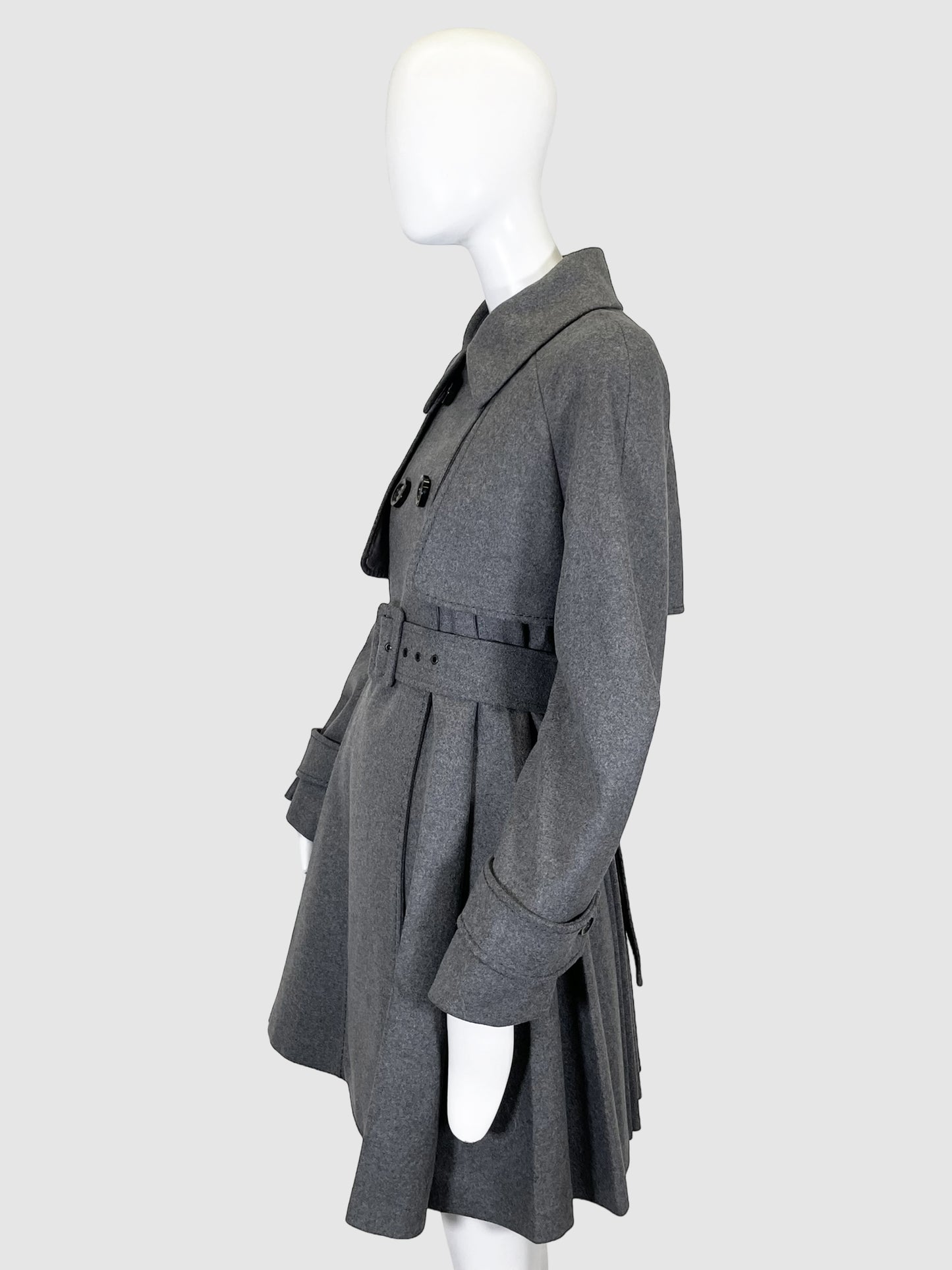 Wool Double-Breasted Mid Coat - Size 4