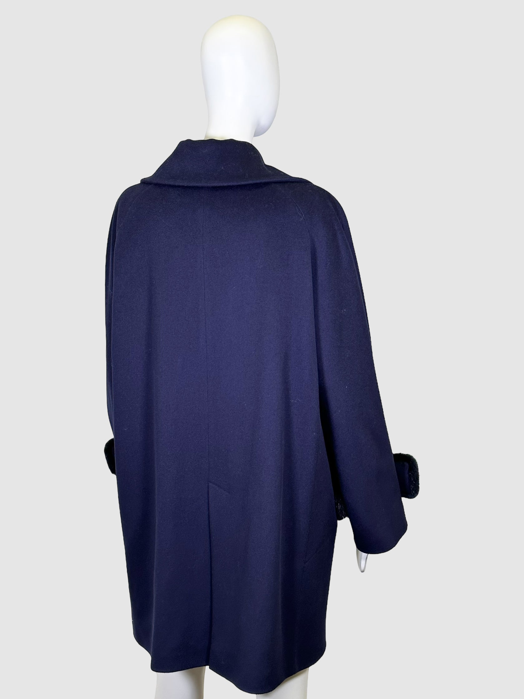 Wool Coat with Fur Trim Pockets - Size 16