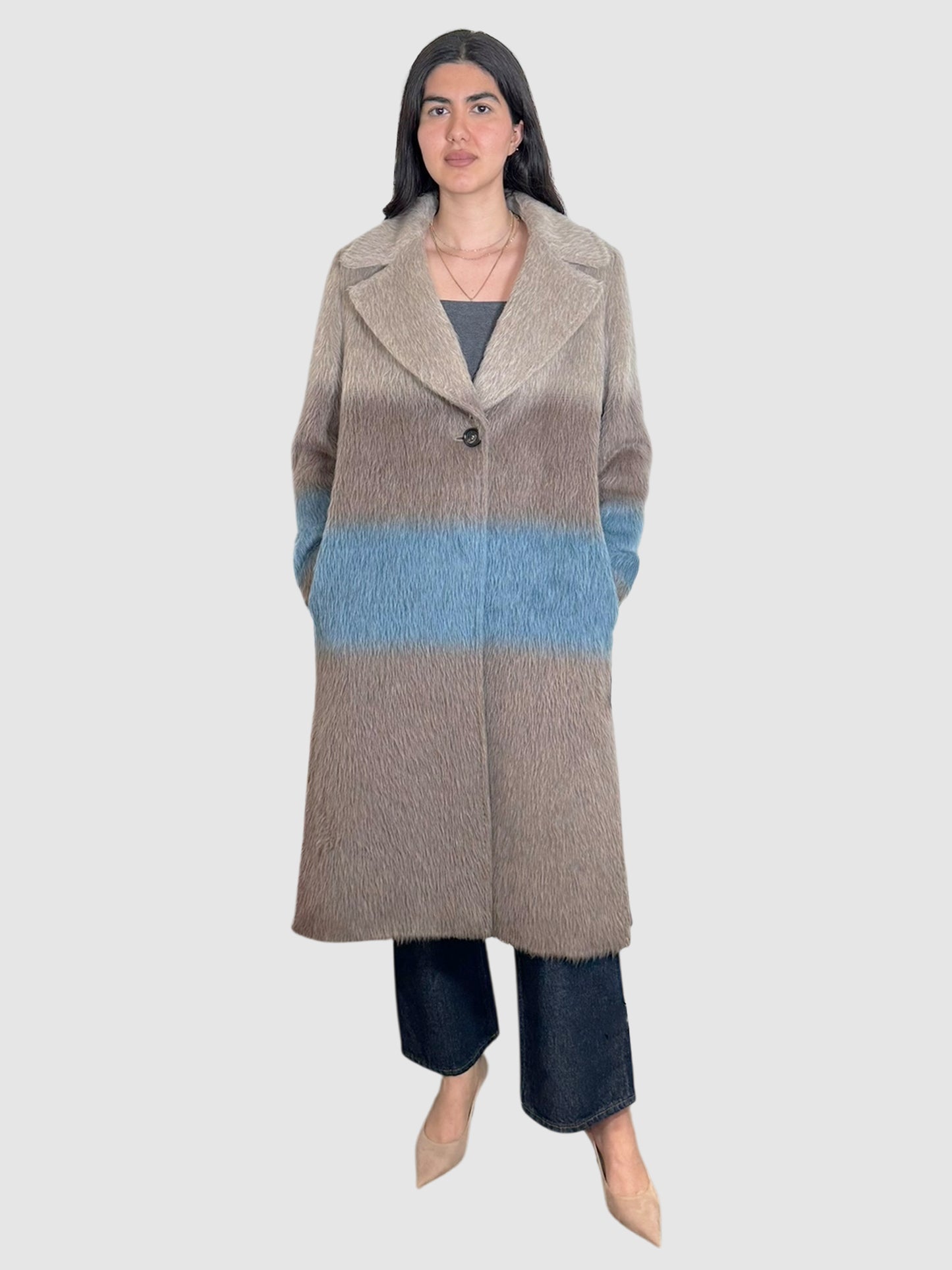 Stripe Alpaca Coat