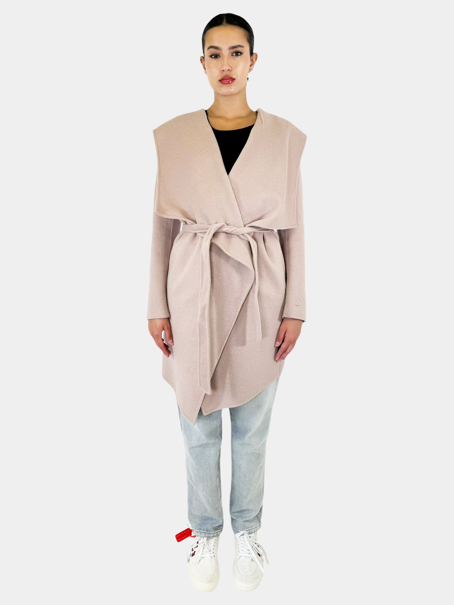 Samia Hooded Asymmetrical Wrap Coat - Size M