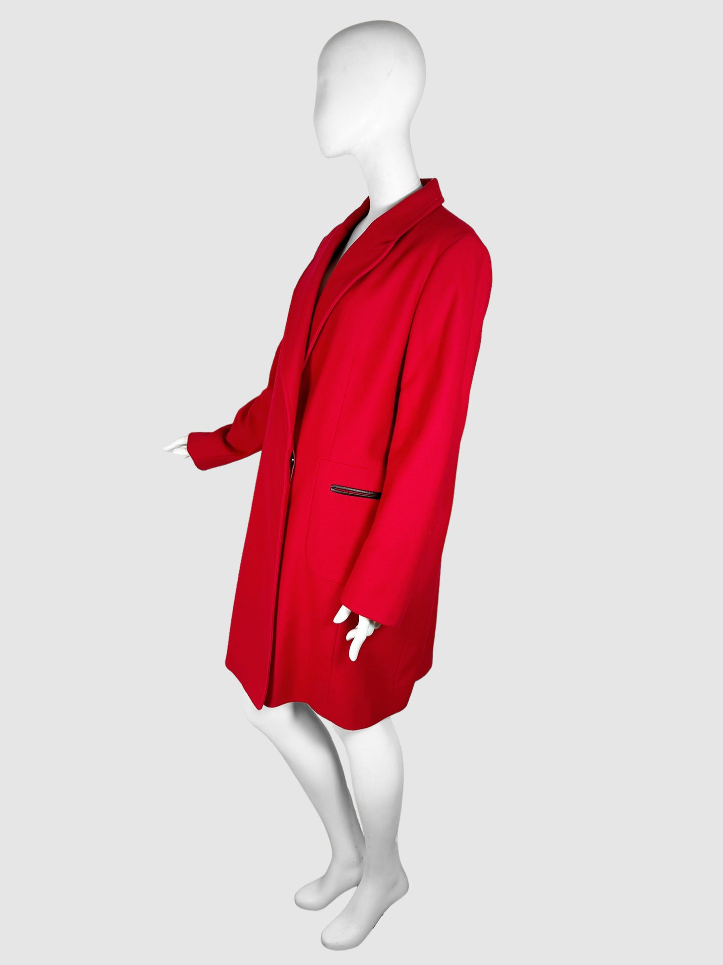 Wool Single-Breasted Coat - Size 18