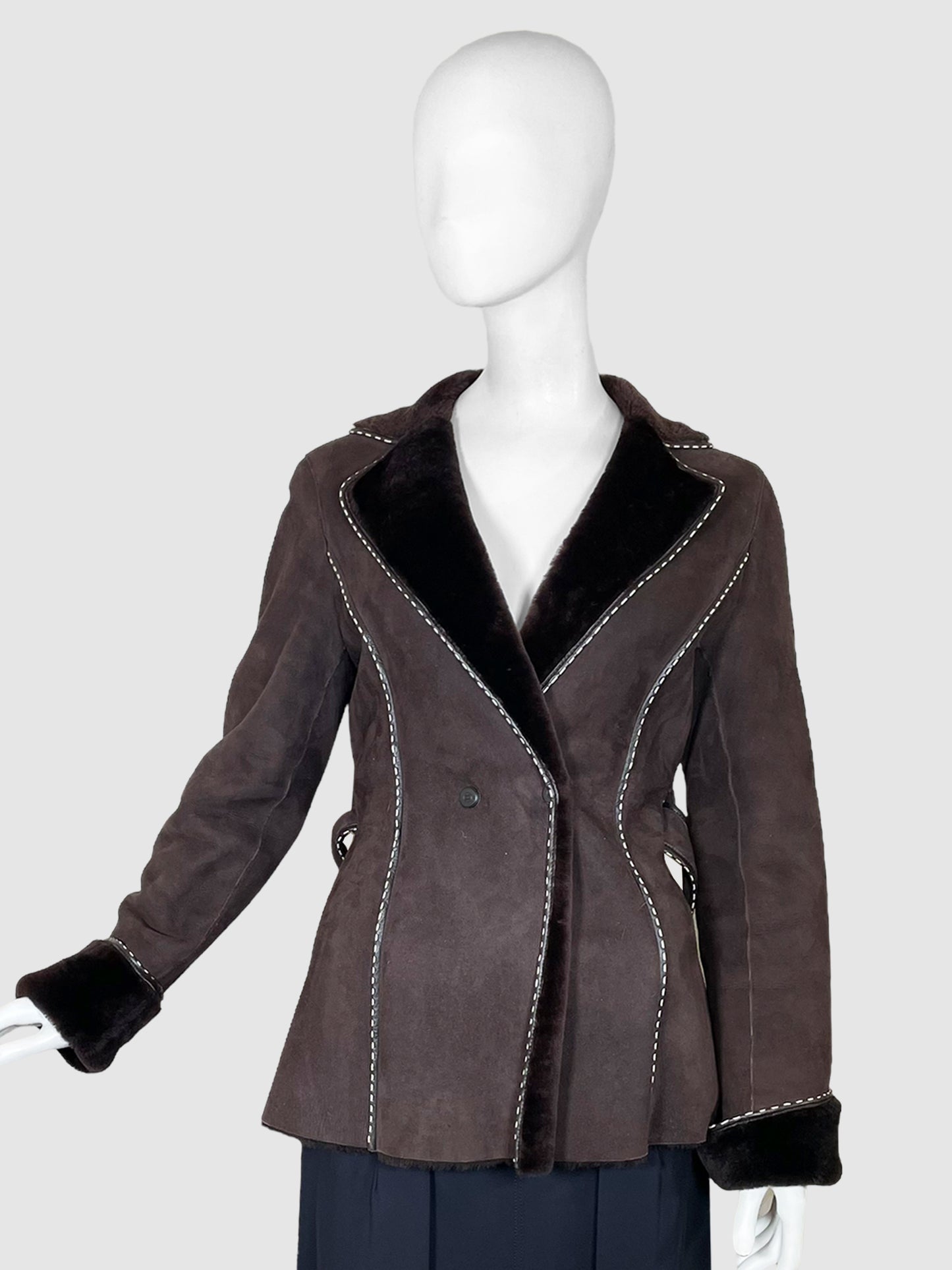 Escada Suede with Shearling Trim Coat - Size 34
