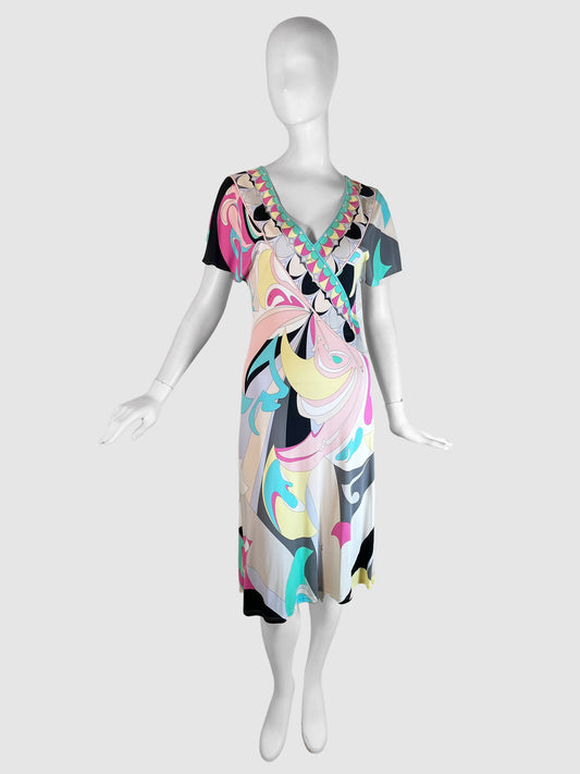 Emilio Pucci Signature Print Wrap-Like Dress - Size 44