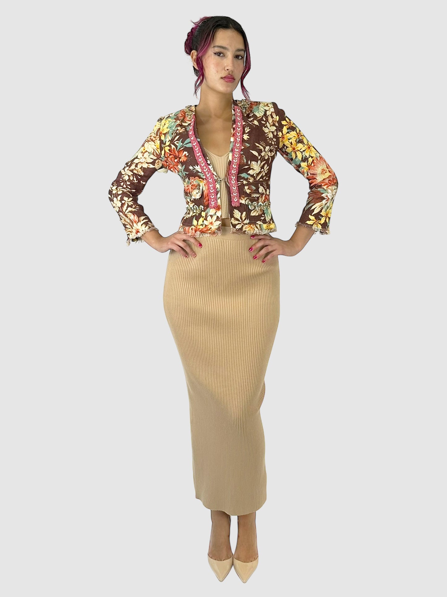 Floral Beaded Blazer