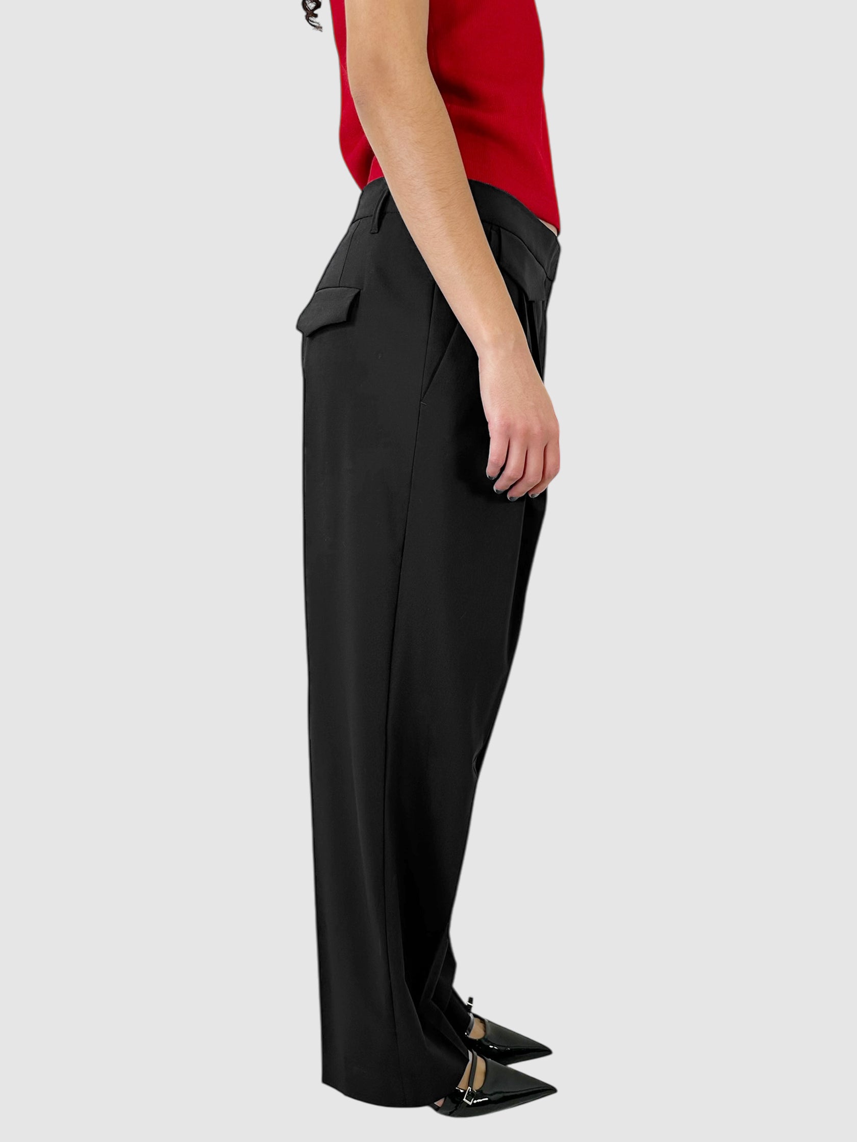 Wool Front Pleat Straight Leg Pants - Size 5