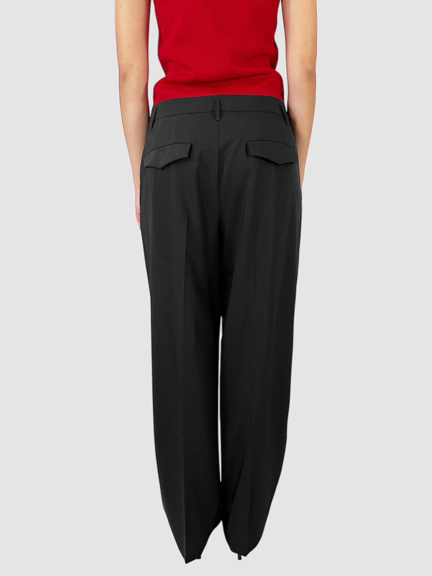 Wool Front Pleat Straight Leg Pants - Size 5