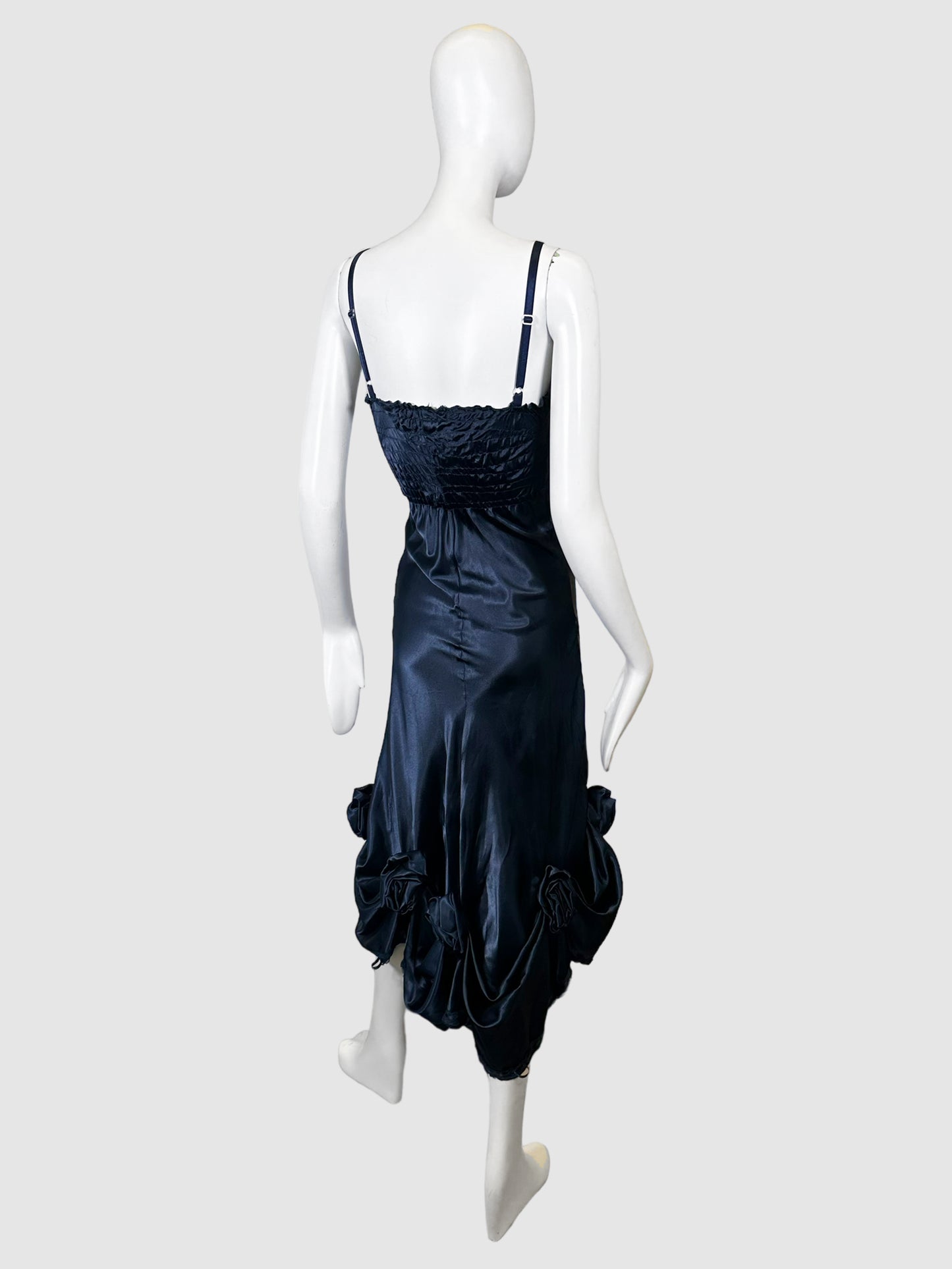Rosette Strappy Satin Dress - Size S