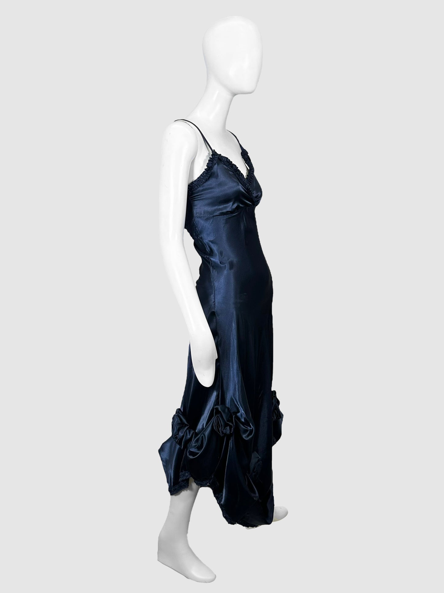 Rosette Strappy Satin Dress - Size S