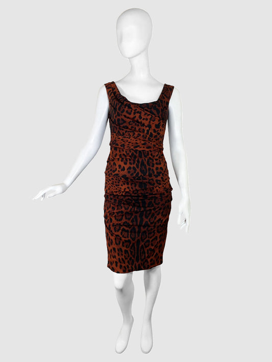 Leopard Print Bodycon Dress - Size 42