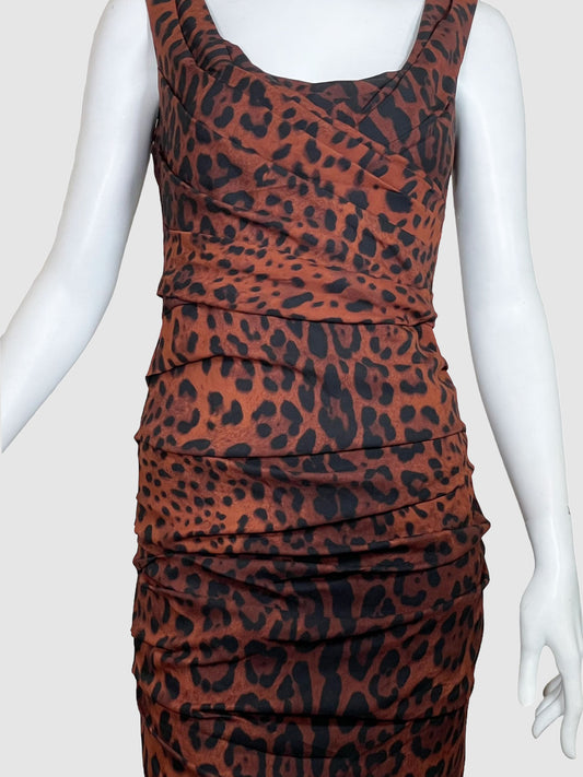 Leopard Print Bodycon Dress - Size 42