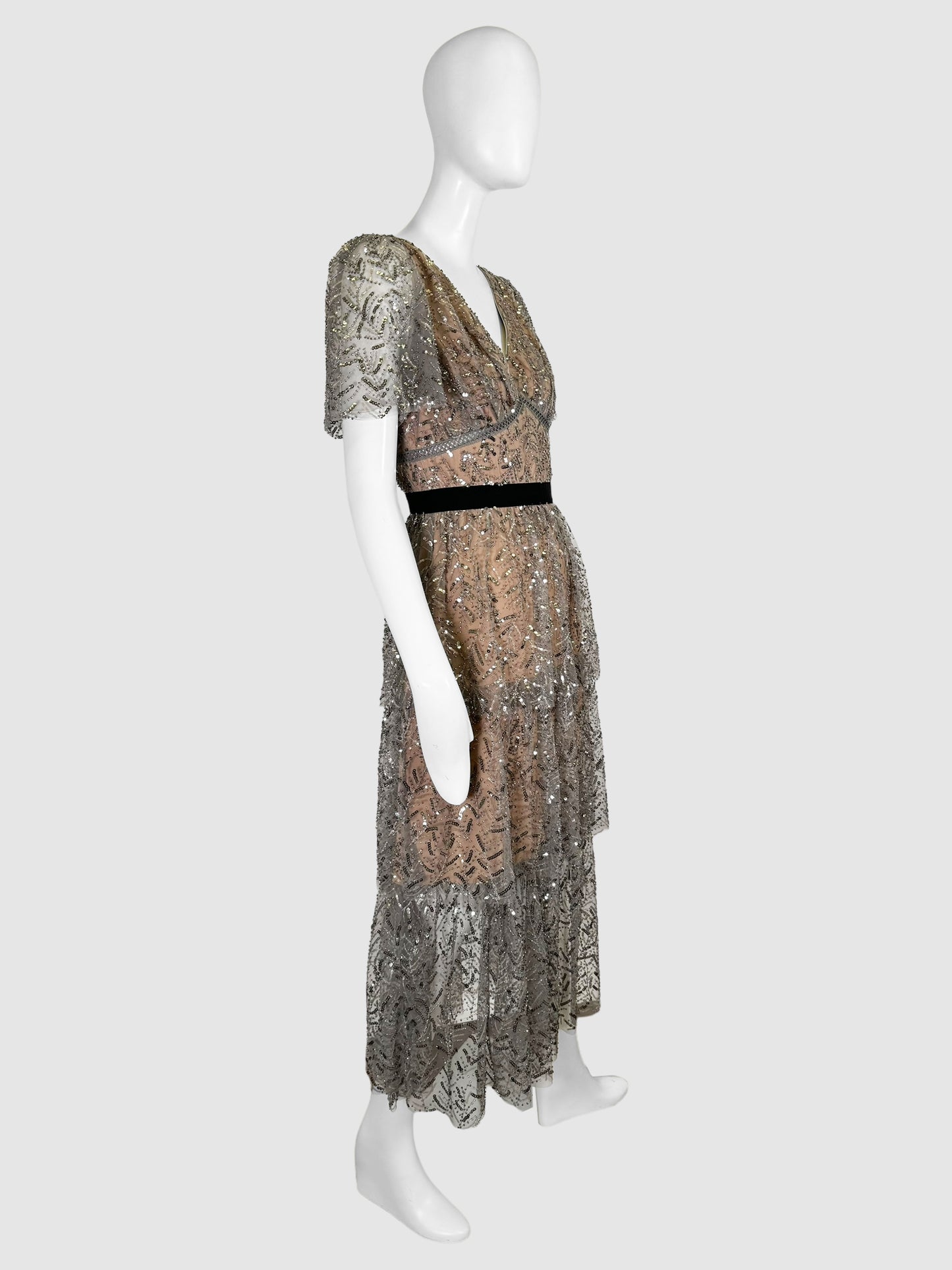 Lace Tiered Midi Dress - Size 6