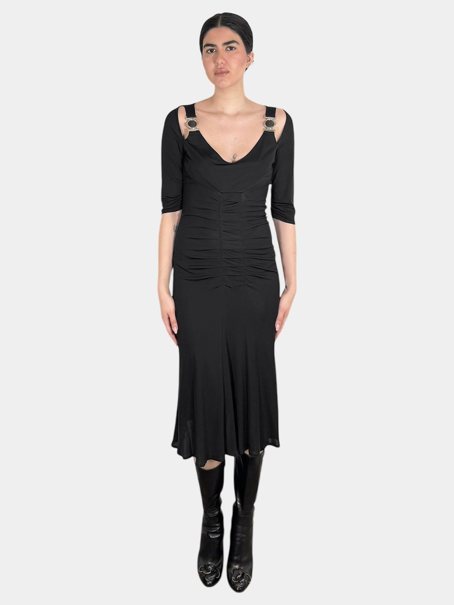 Medusa Sheer Ruched Midi Dress - Size 44