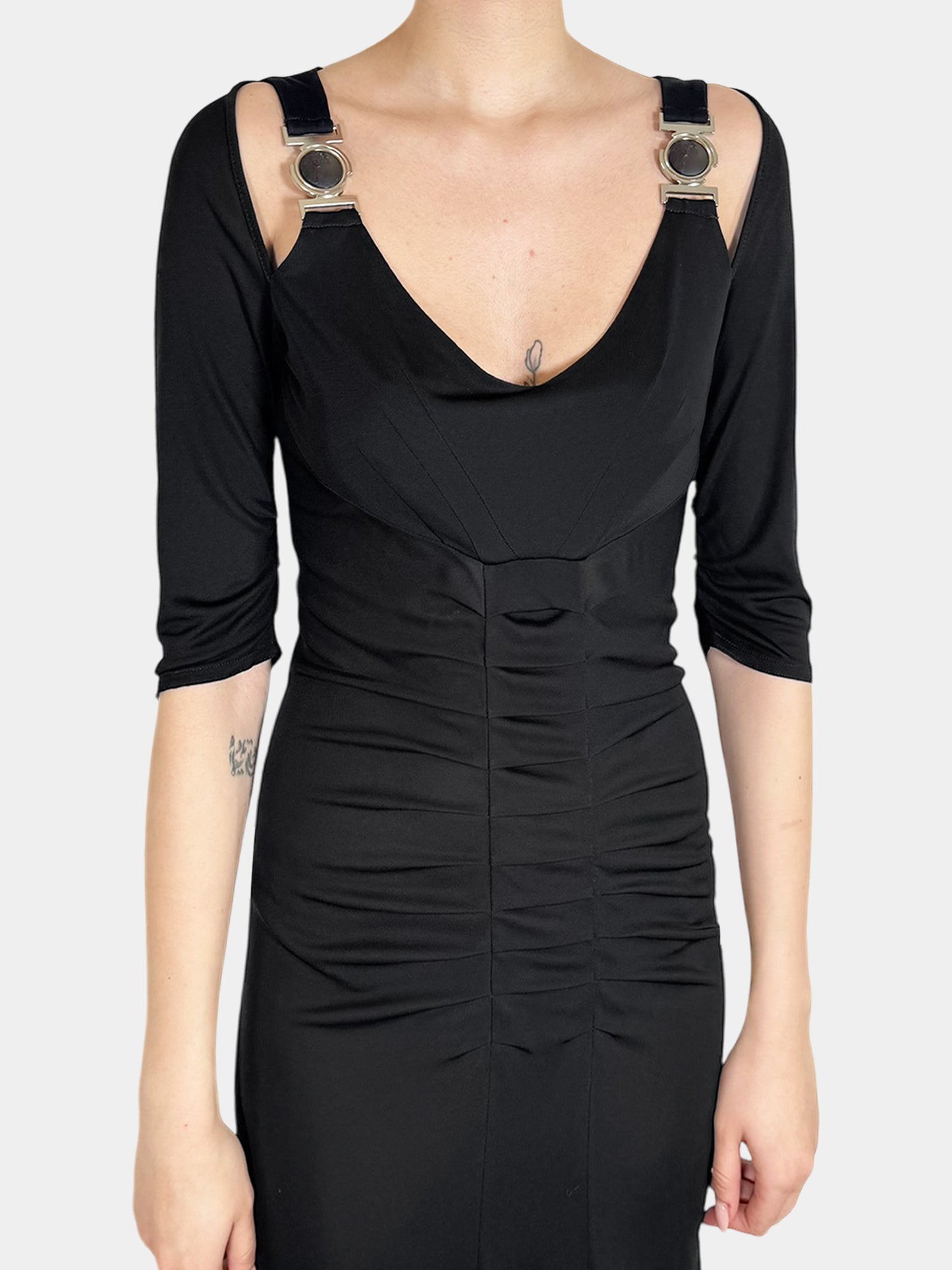 Medusa Sheer Ruched Midi Dress - Size 44