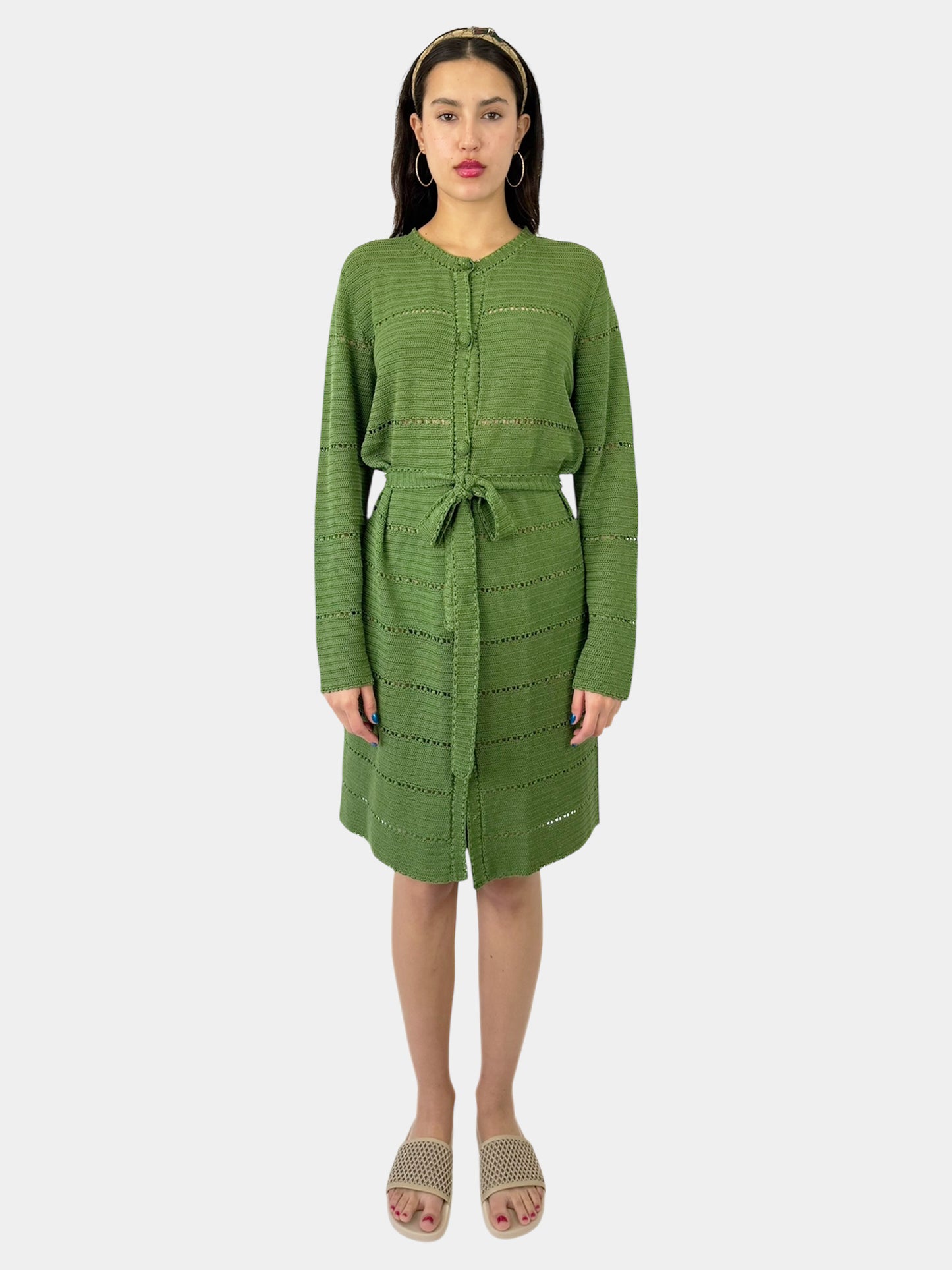 Knit Button-Up Dress - Size L