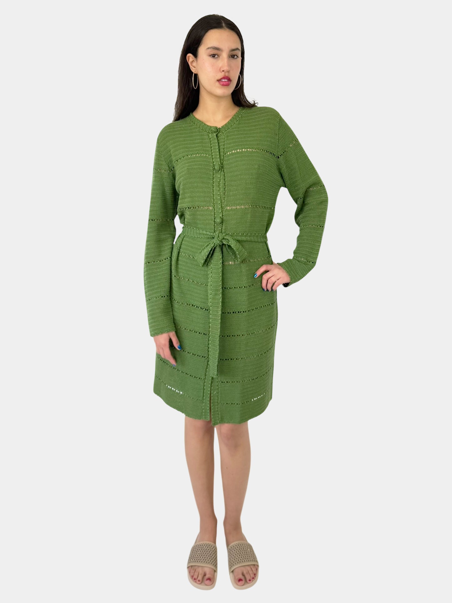 Knit Button-Up Dress - Size L