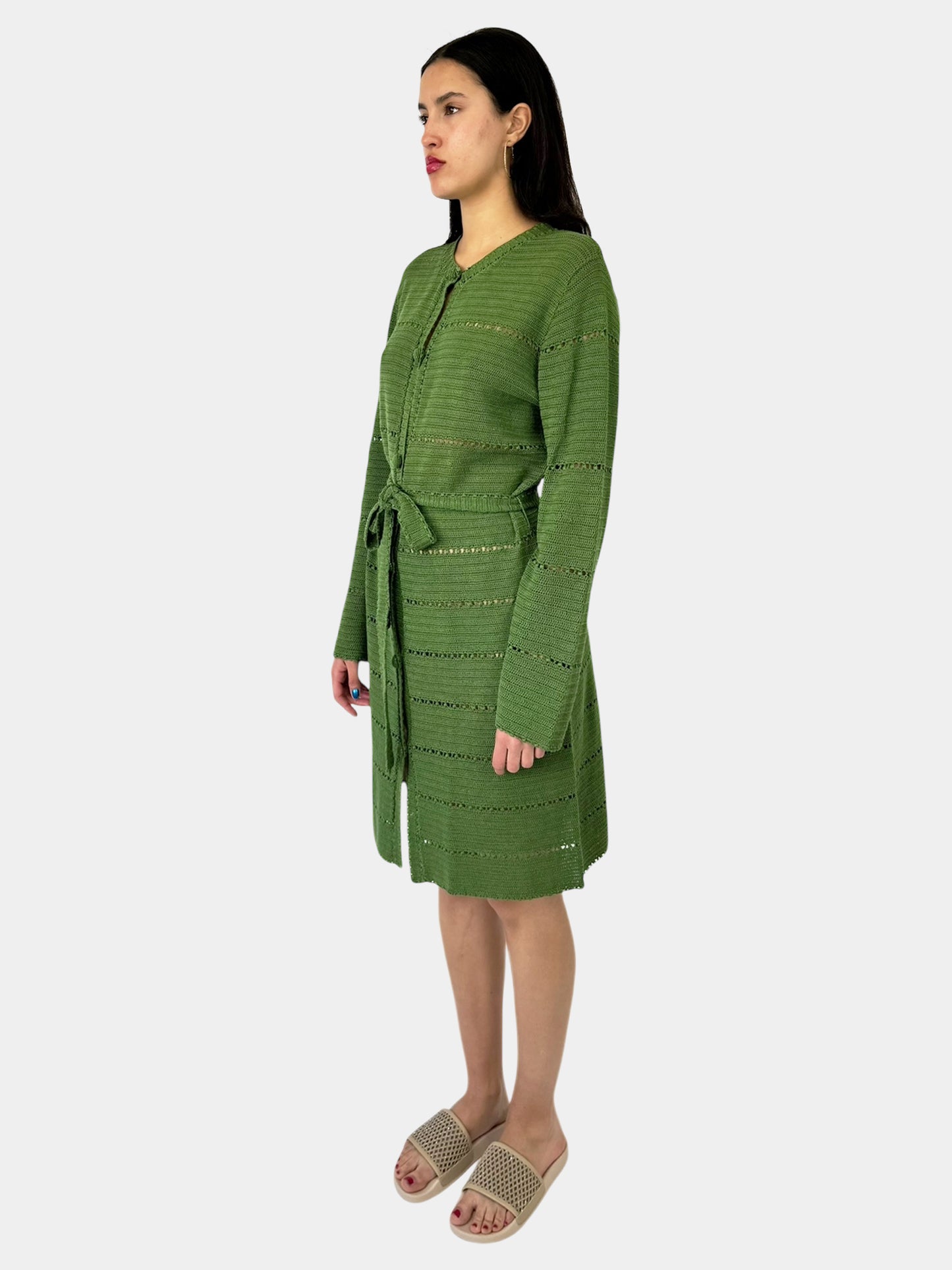 Knit Button-Up Dress - Size L