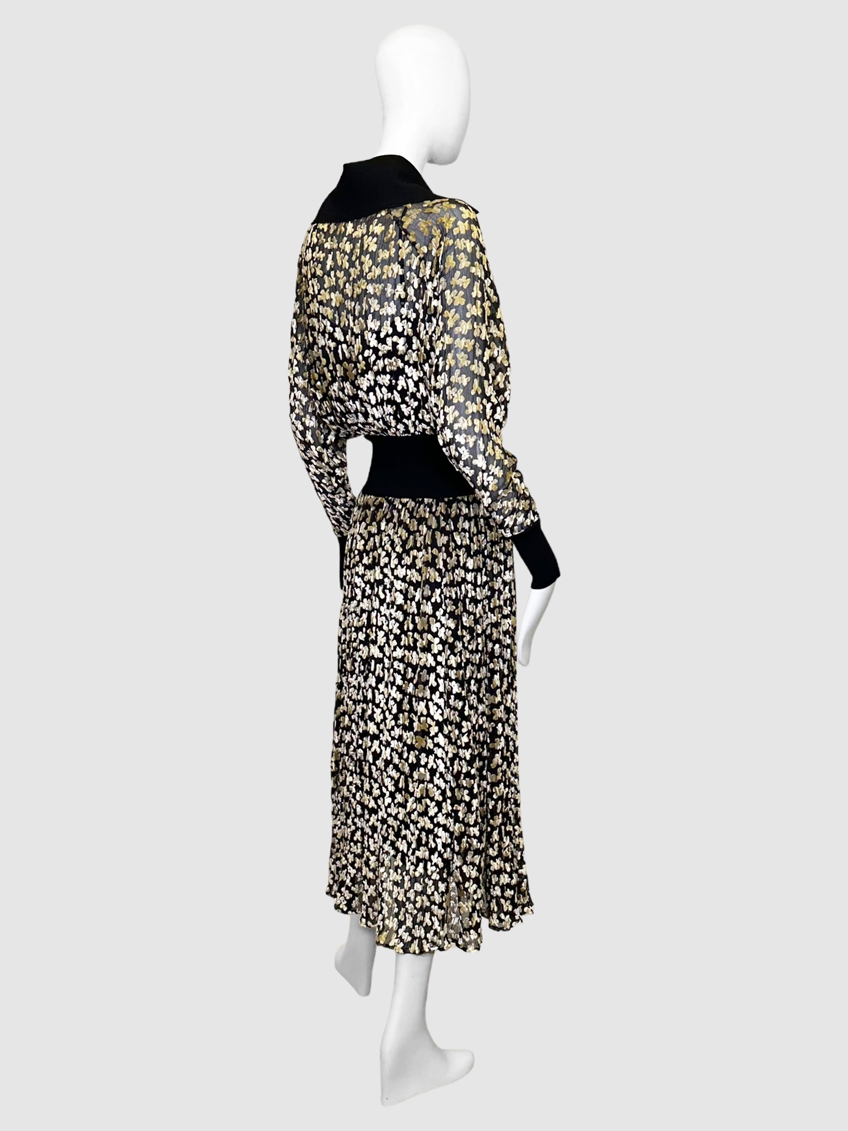 Tory Burch Floral Print Mesh and Velvet Maxi Dress - Size 4