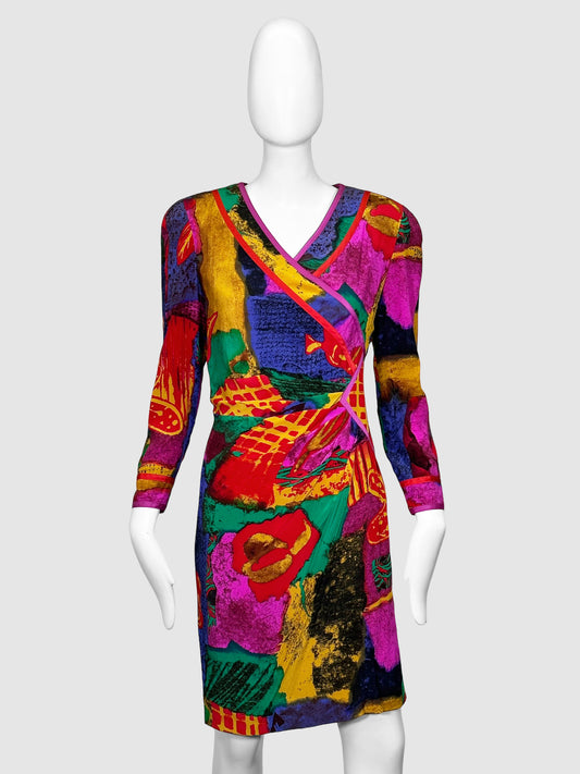 Louis Féraud Abstract Print Dress - Size 4