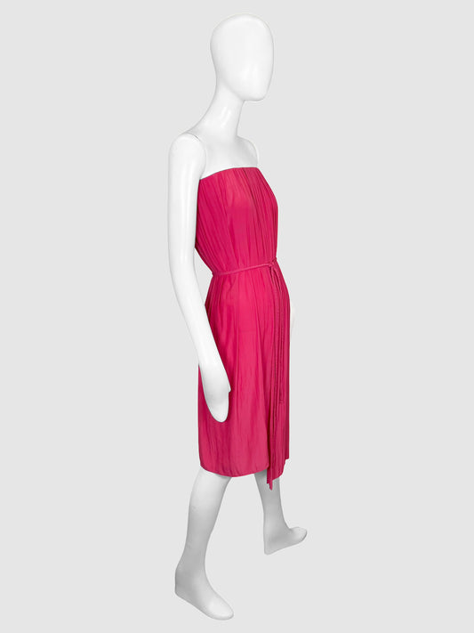 Strapless Pleated Midi Dress - Size 2