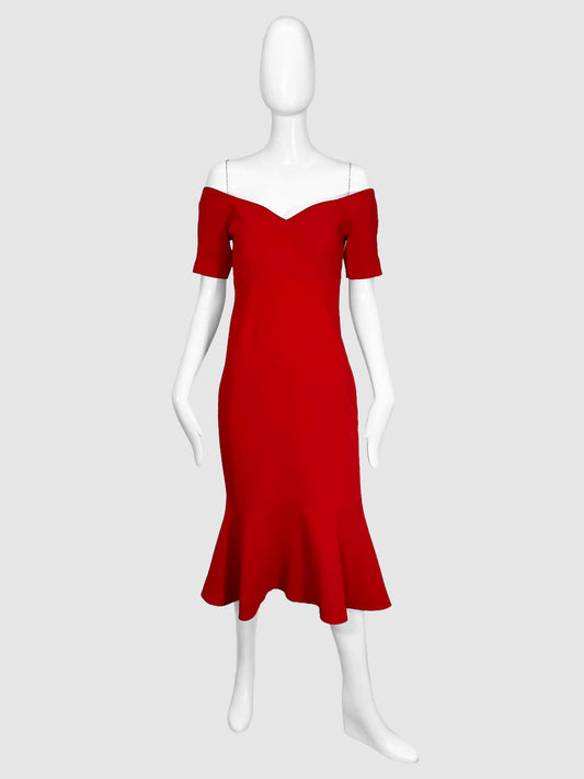Off-the-Shoulder Flare Midi Dress - Size 4
