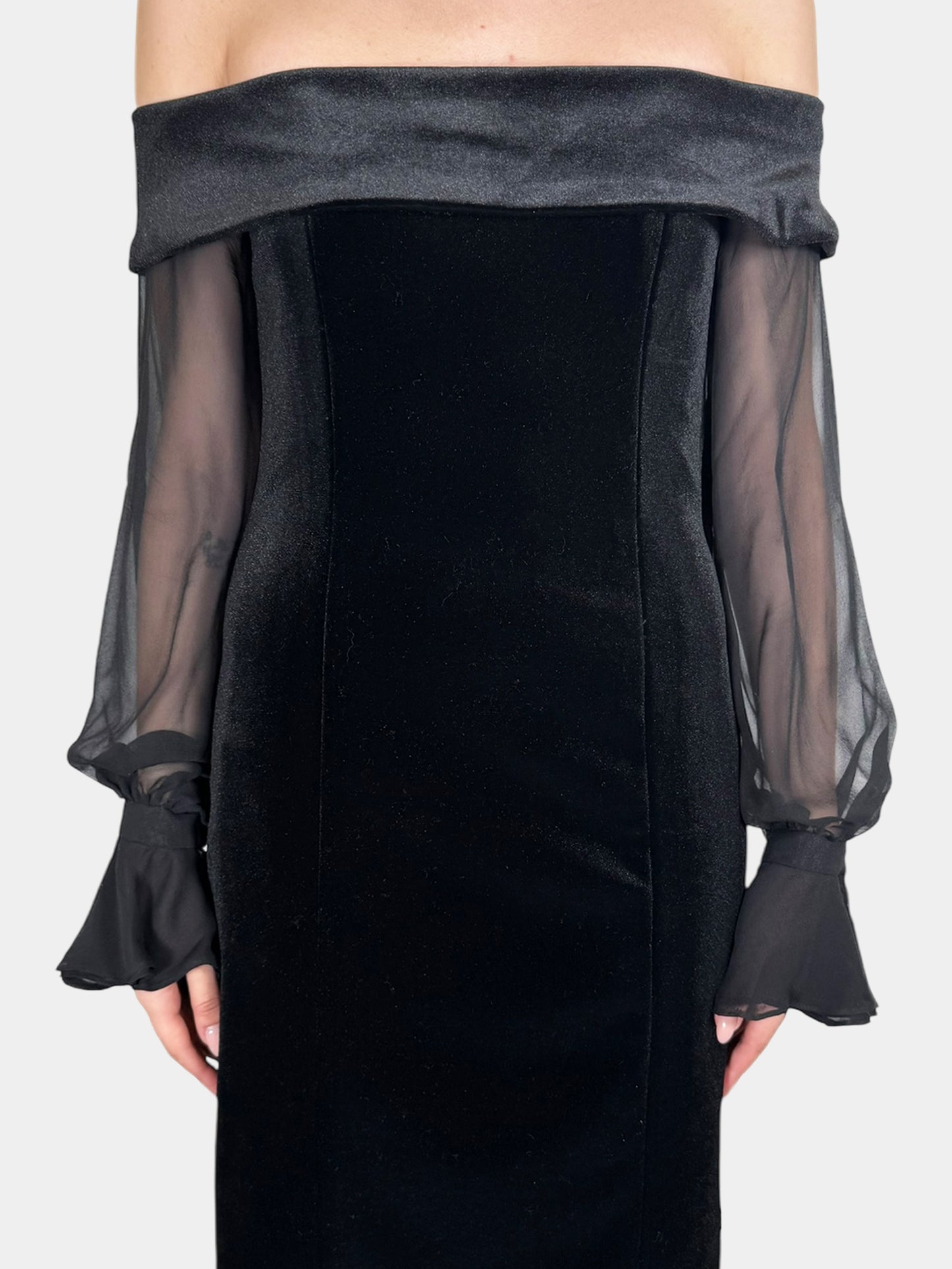 Velour Off-the-Shoulder Dress - Size M