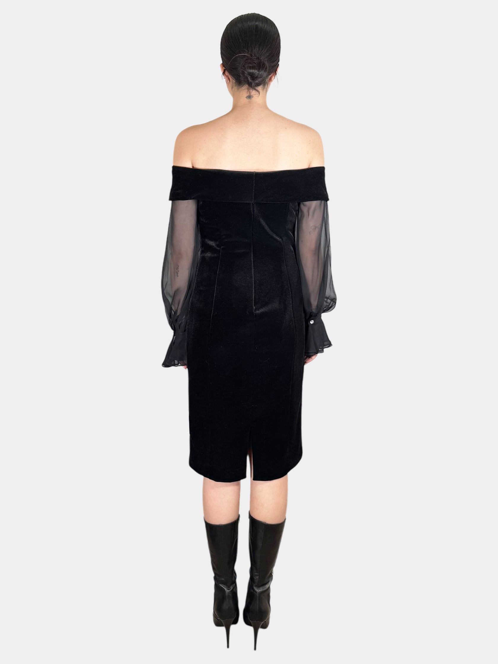 Velour Off-the-Shoulder Dress