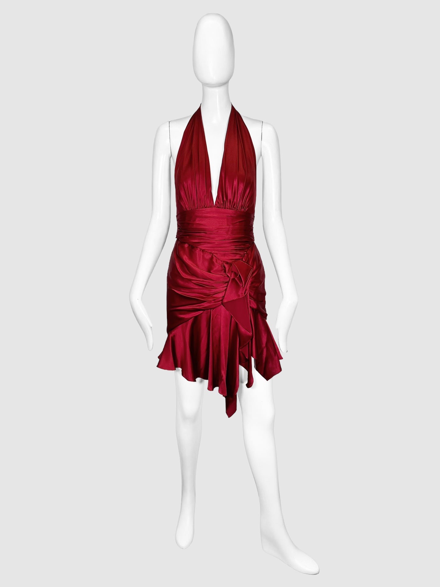 Silk Halter Neck Ruch Dress - Size 36