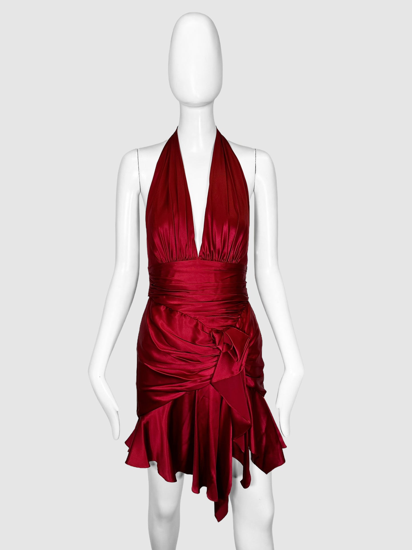 Silk Halter Neck Ruch Dress - Size 36