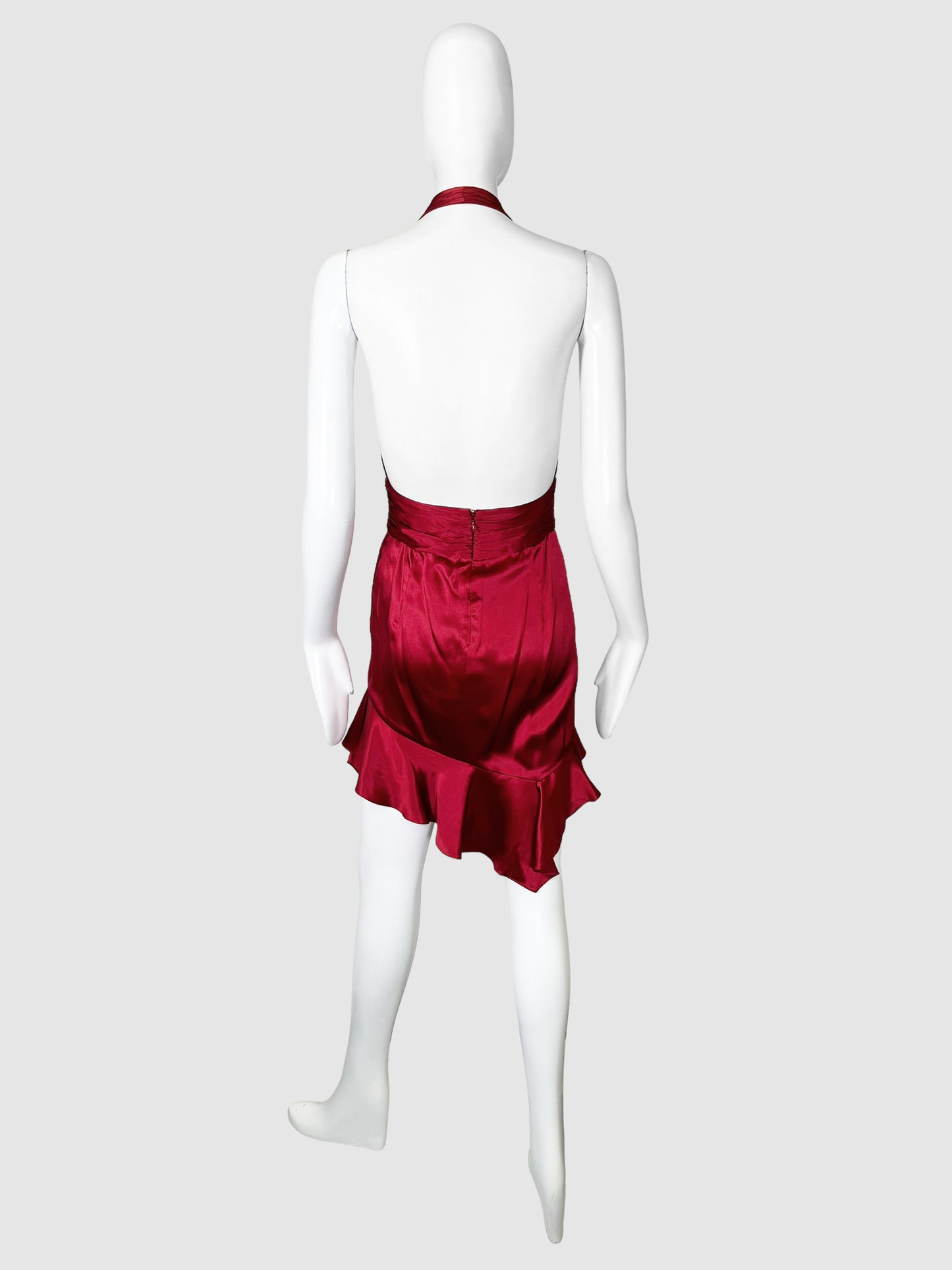 Silk Halter Neck Ruch Dress - Size 36