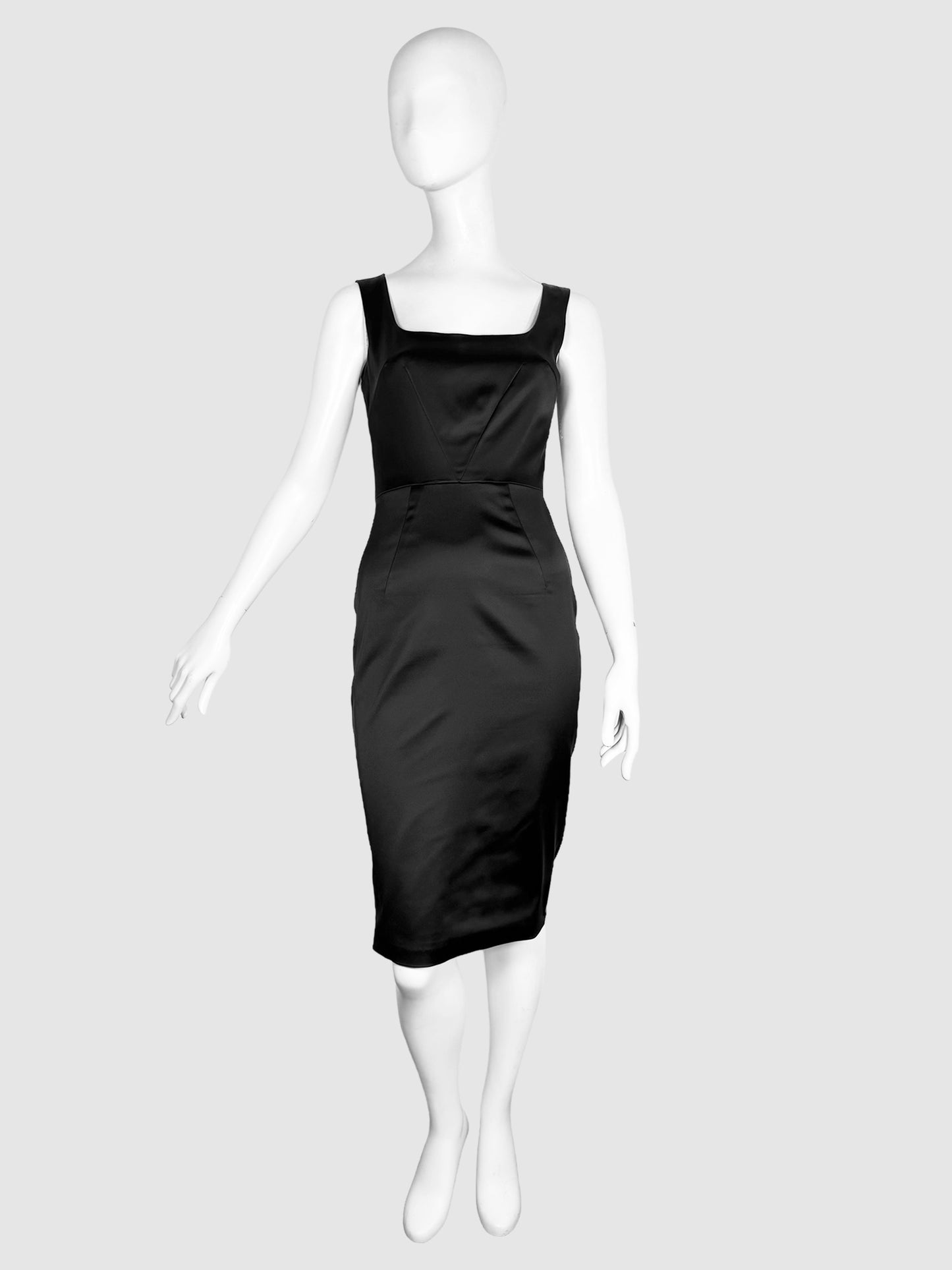Stretch Satin Sleeveless Fitted Dress - Size 40