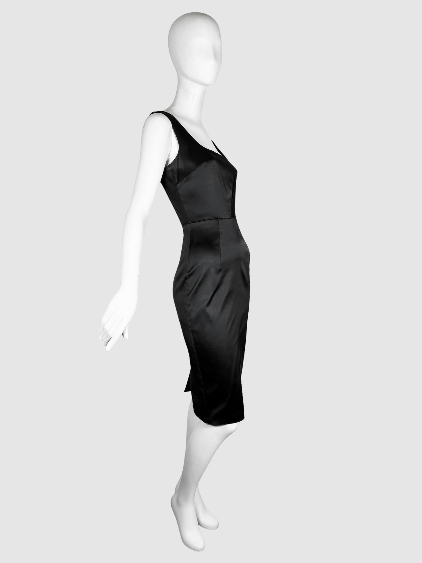 Stretch Satin Sleeveless Fitted Dress - Size 40