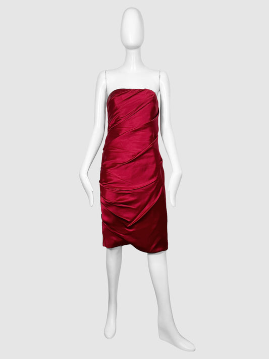 Strapless Silk Ruch Dress - Size 6