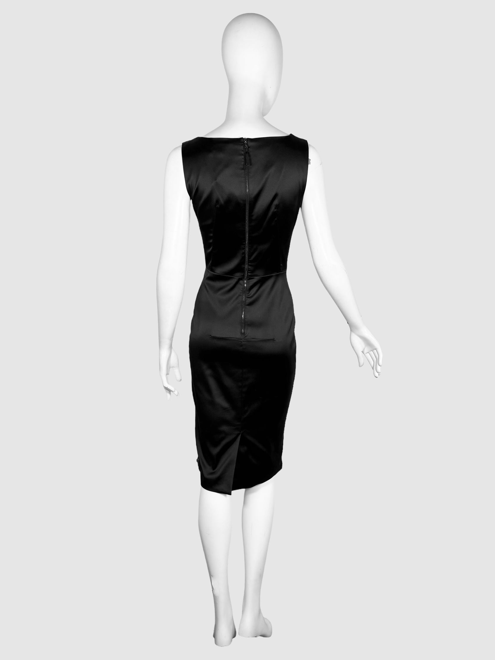 Stretch Satin Sleeveless Fitted Dress - Size 40