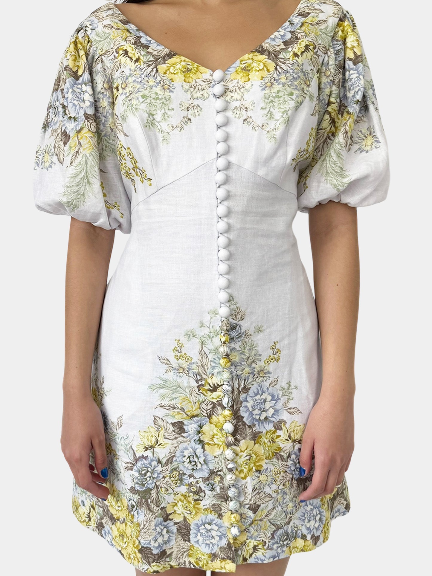 Linen Floral Mini Dress - Size 3